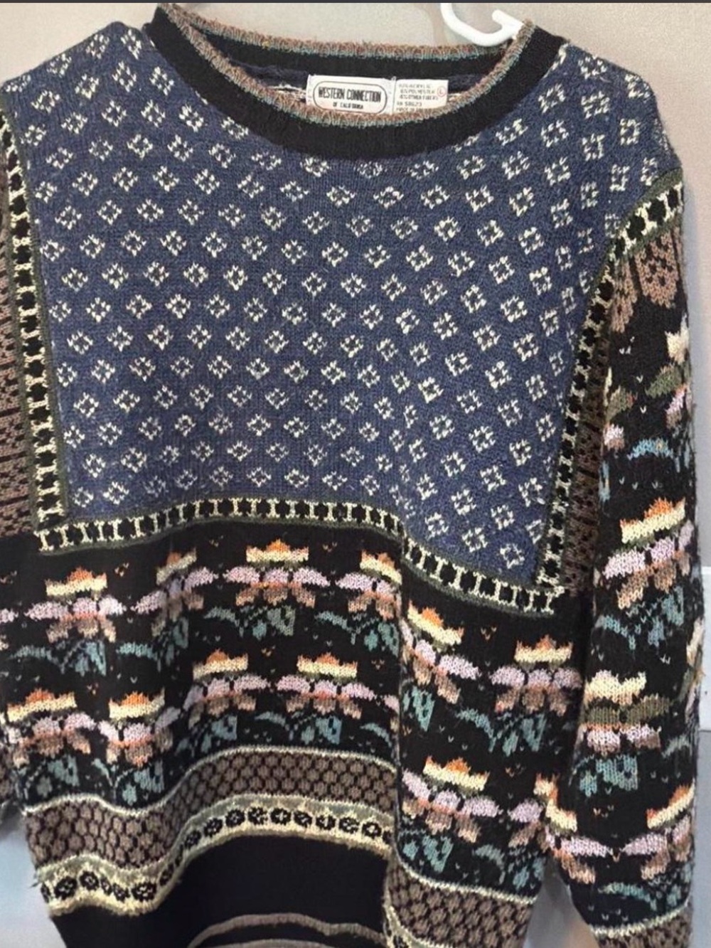Men’s  Multicolor Patterned Sweater - Blue Accent